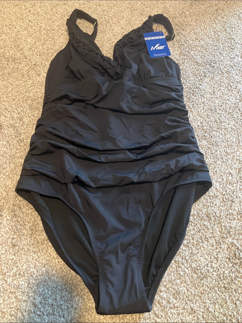 NWT HILOR ONE PIECE SWIMSUITS PIN TUCKED SURPLICE TUMMY CONTROL MONOKINIS